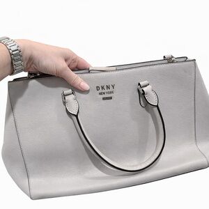DKNY Women's light Gray Leather Tote Bag